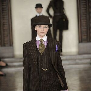 Ralph Lauren Fall '12 Chocolate Brown Cashmere Blend Pinstripe Pencil Skirt